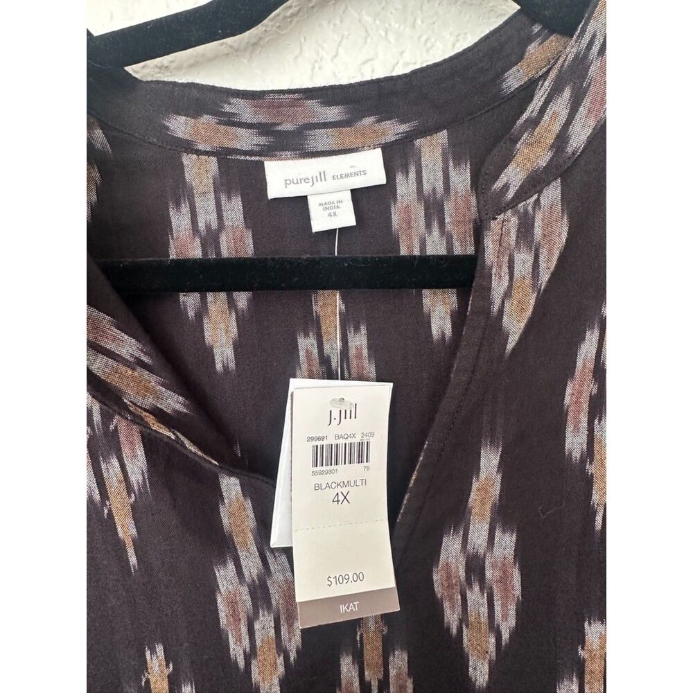 NWT J. Jill Pure V-Neck Ikat Top Geometric Print Size 4X - Picture 3 of 7
